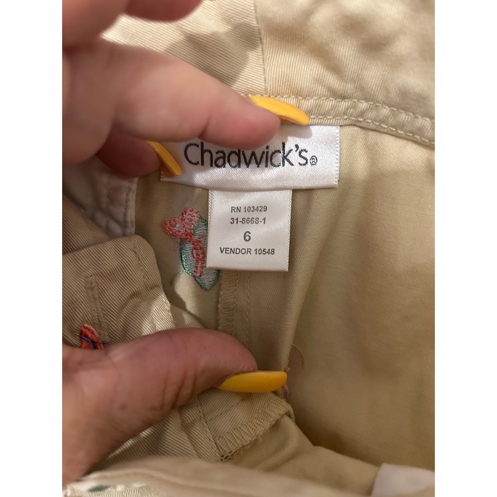 Chadwick's Khaki Embroidered Hat Chinos - Picture 6 of 6